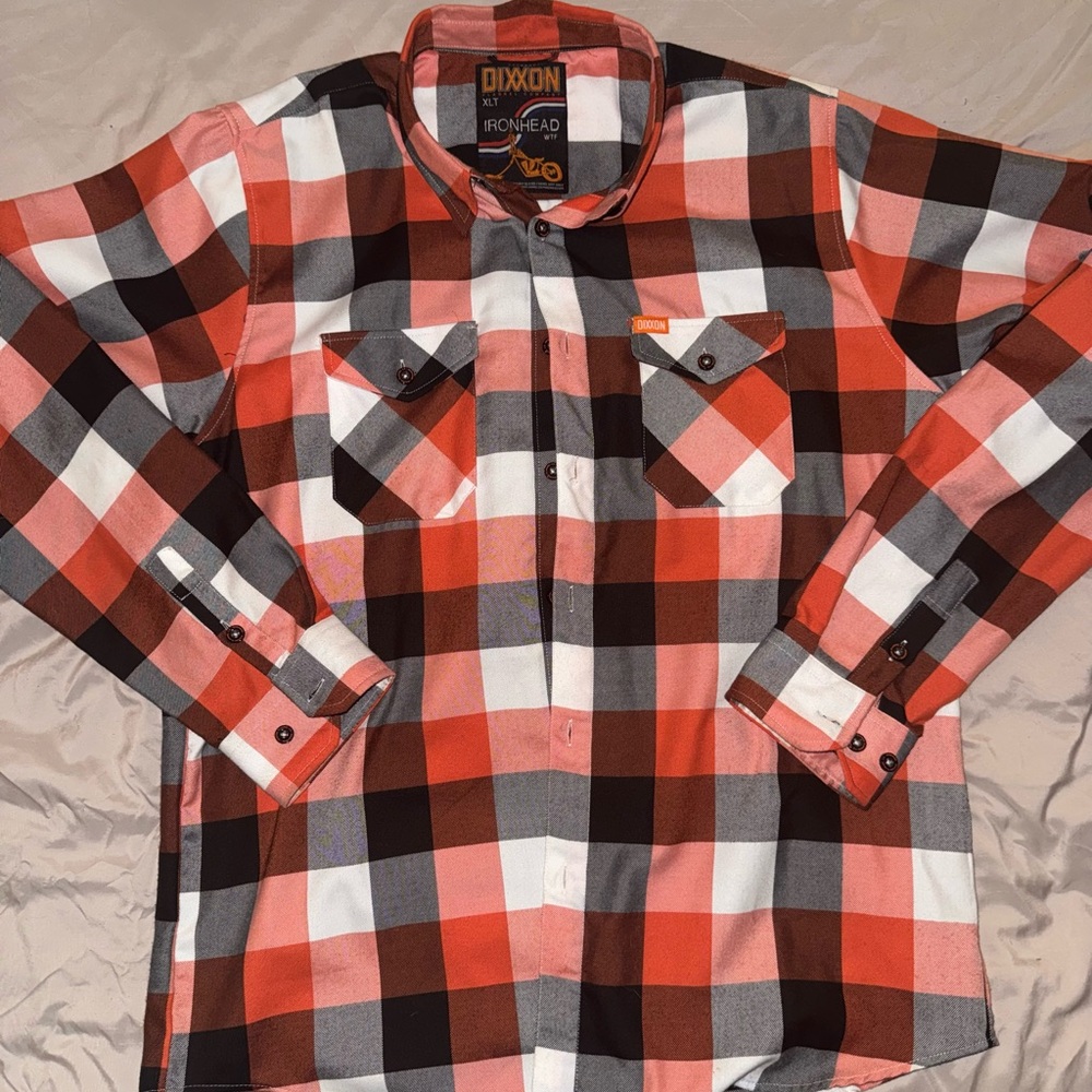 DIXXON Men's Red and Black Plaid Button Down Shirt